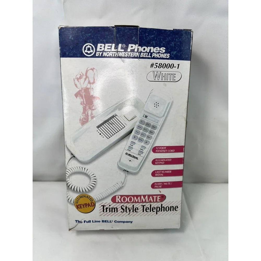 New VTG Northwestern Bell Roomate Trim Style Phone WHITE ILLUMINATED Keypad 1995